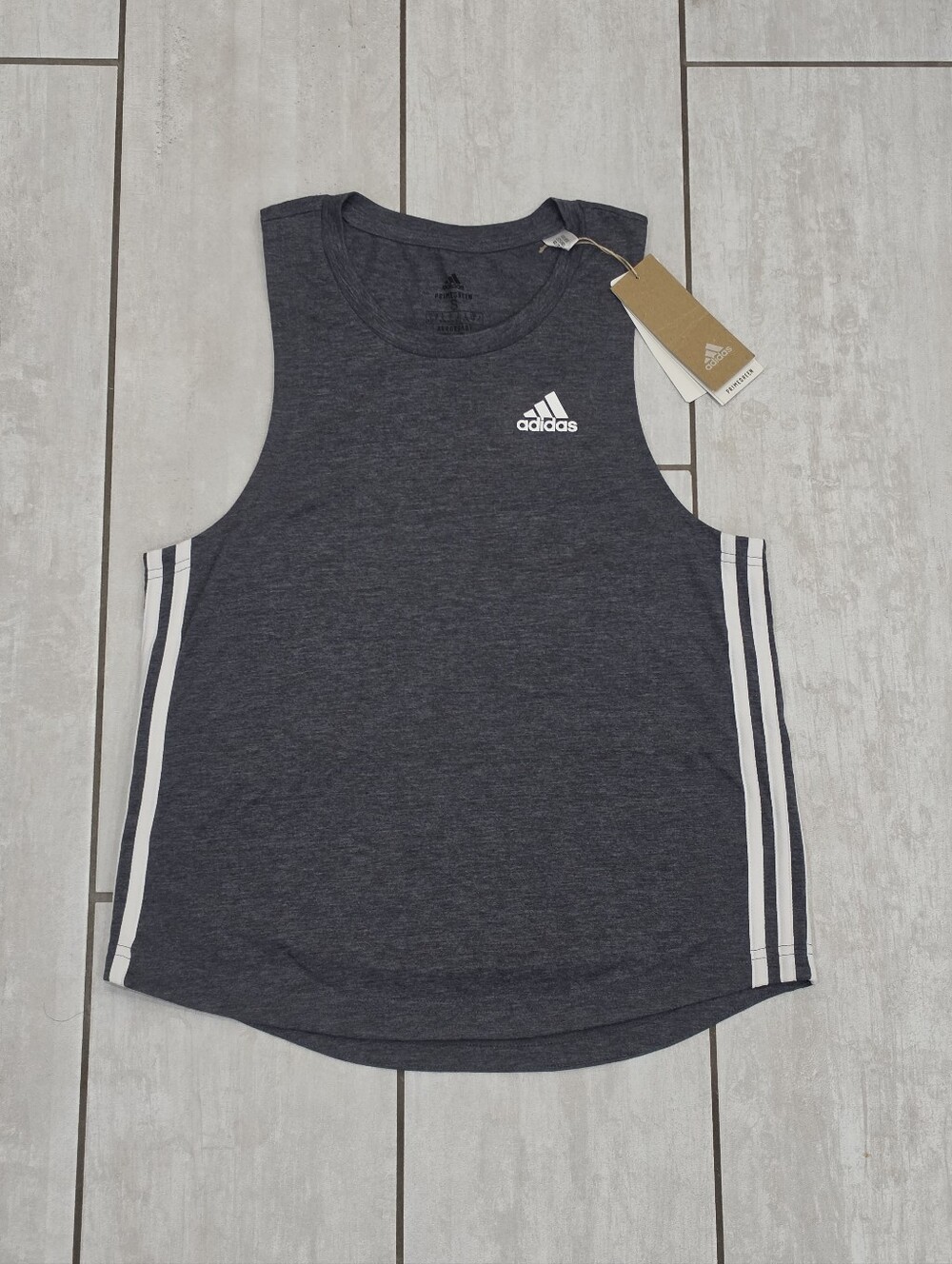NWT ADIDAS Primegreen Aeroready 3-Stripe Training Muscle Tank TopDark Gray